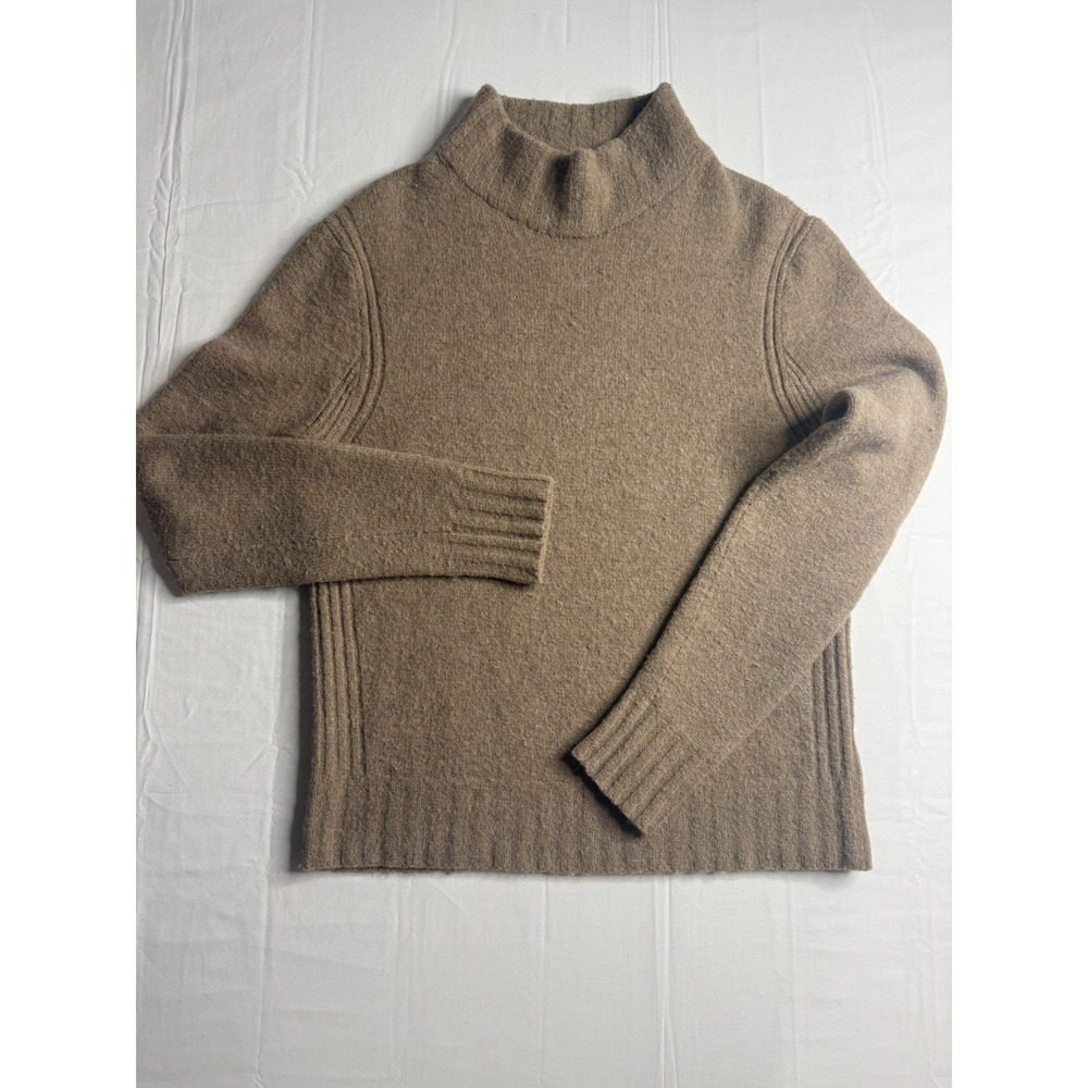 Point Sur Women's Sweater M Mock Neck Wool Alpaca Blend Knit Beige Tan Pullover